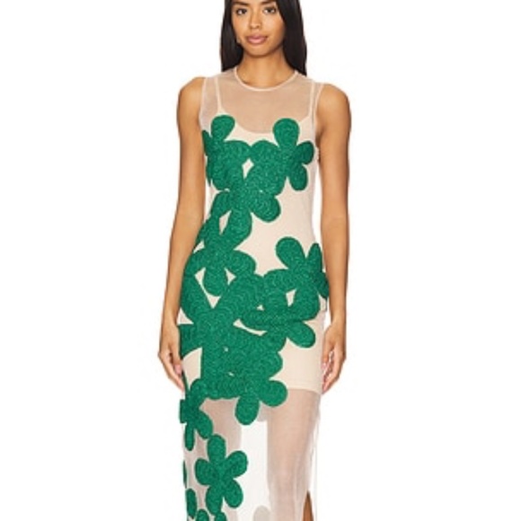 SIMONMILLER Hibiscus Crochet Dress in Gummy Green - Picture 1 of 10